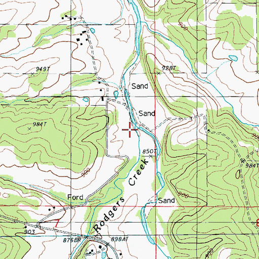 Topographic Map of Rodgers Creek, MO