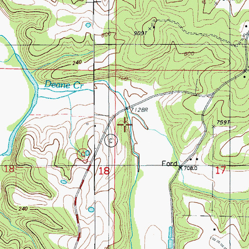 Topographic Map of Rollins Creek, MO