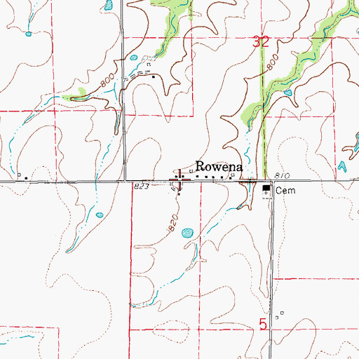 Topographic Map of Rowena, MO