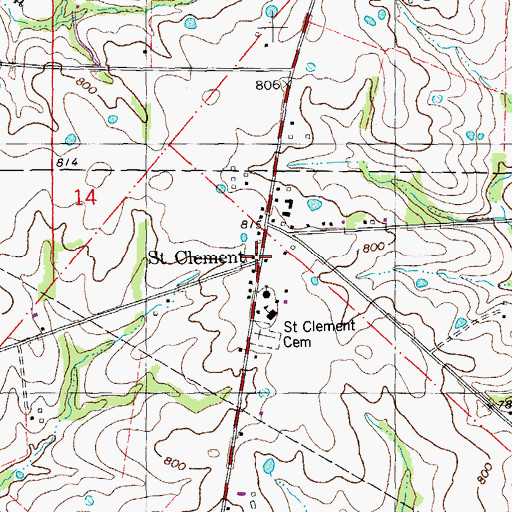 Topographic Map of Saint Clement, MO