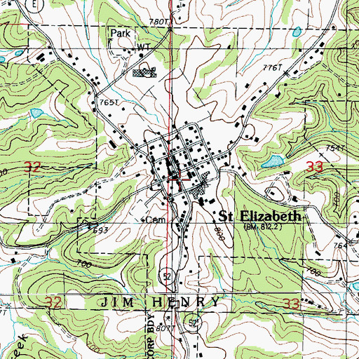 Topographic Map of Saint Elizabeth, MO