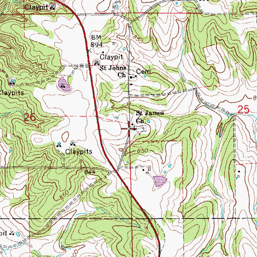 Topographic Map of Saint James United Church of Christ, MO