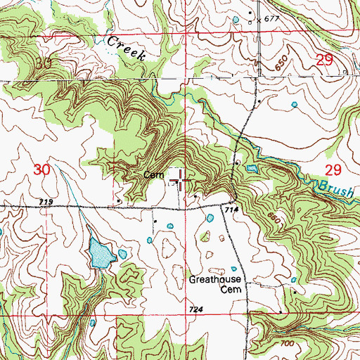 Topographic Map of Saint Peters Brush Creek Catholic Church, MO