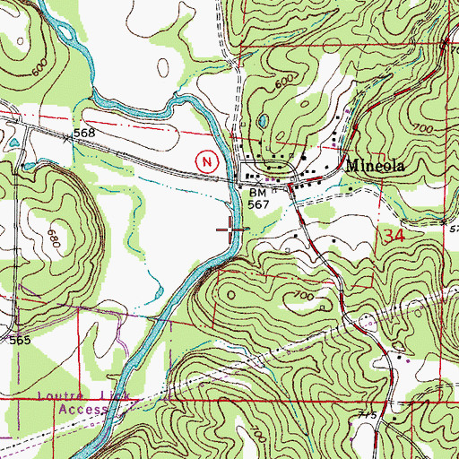 Topographic Map of Sallee Branch, MO