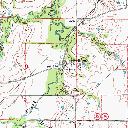Topographic Map of Salt River Church, MO