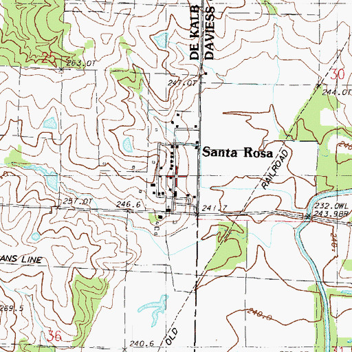 Topographic Map of Santa Rosa, MO