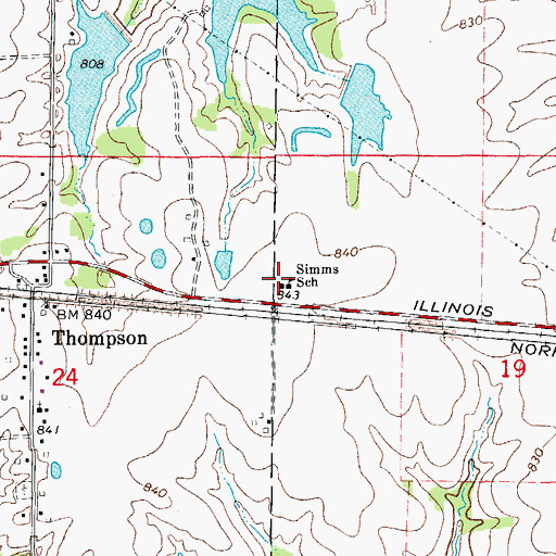 Topographic Map of Simms School (historical), MO
