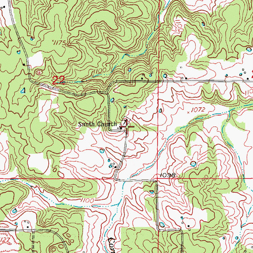 Topographic Map of Smith Church, MO