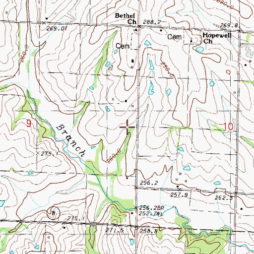 Topographic Map of Spring Grove School (historical), MO