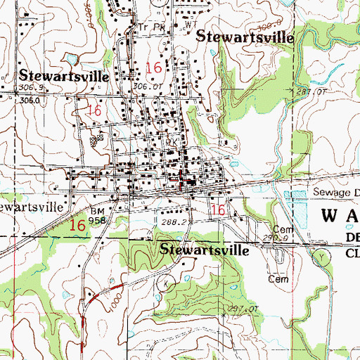 Topographic Map of Stewartsville, MO