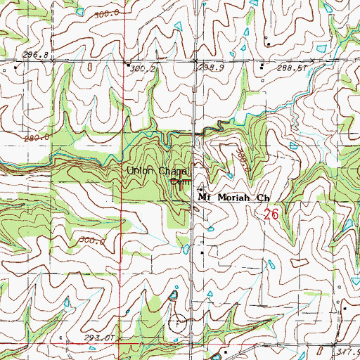 Topographic Map of Mount Moriah Church, MO