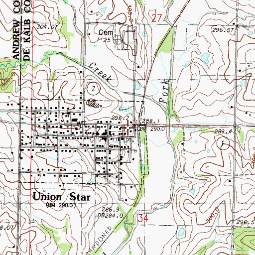 Topographic Map of Union Star, MO
