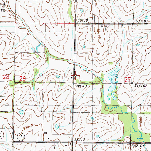 Topographic Map of Waldo School, MO