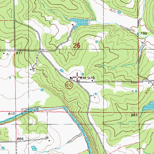 Topographic Map of Wallace School, MO