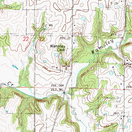 Topographic Map of Wamsley Church (historical), MO