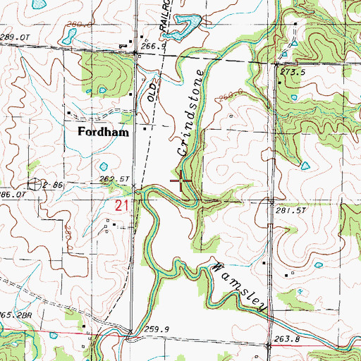 Topographic Map of Wamsley Creek, MO