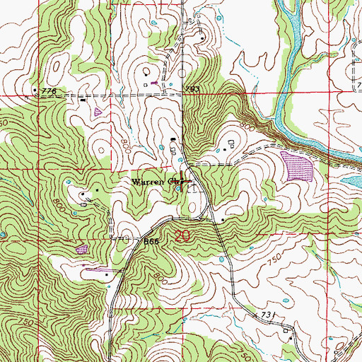 Topographic Map of Warren Church, MO