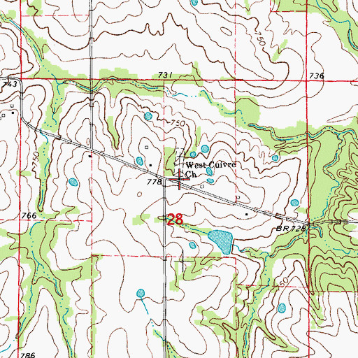 Topographic Map of West Cuivre Baptist Church, MO