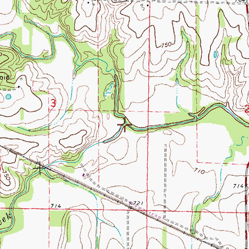 Topographic Map of White Oak Creek, MO