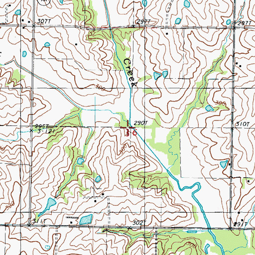 Topographic Map of Willow Creek, MO