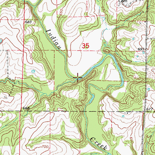 Topographic Map of Wolfpen Creek, MO