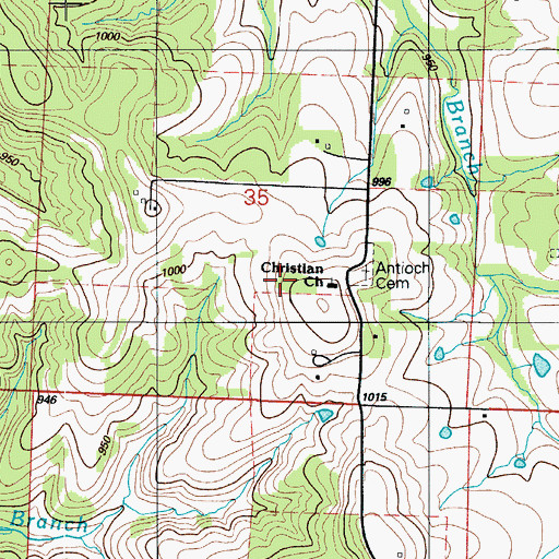 Topographic Map of Antioch School (historical), MO