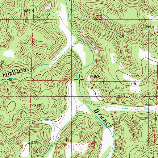Topographic Map of Bank Branch School, MO