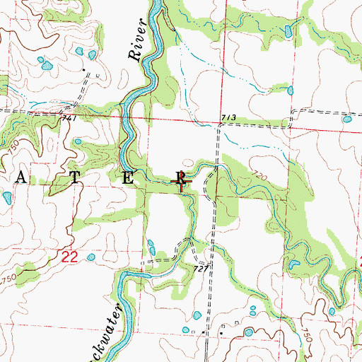 Topographic Map of Beaverdam Creek, MO