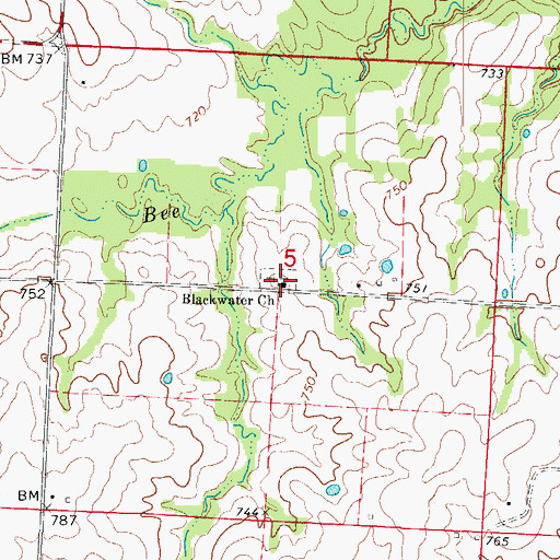 Topographic Map of Blackwater Church, MO