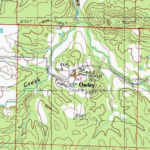 Topographic Map of Owley Church, AR