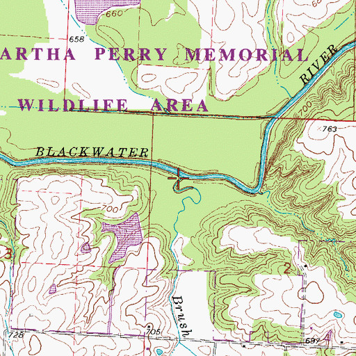 Topographic Map of Brush Creek, MO
