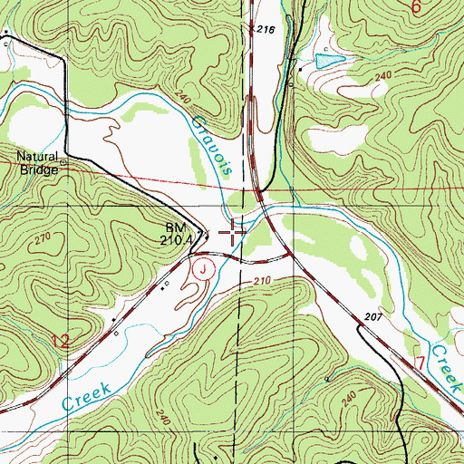 Topographic Map of Brushy Creek, MO