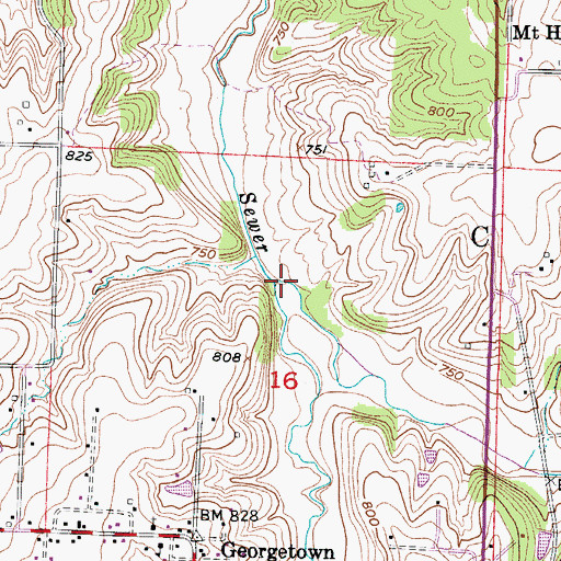 Topographic Map of Cedar Creek, MO