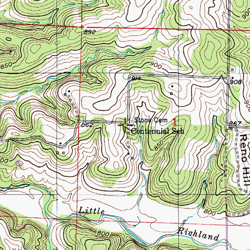 Topographic Map of Centennial School, MO