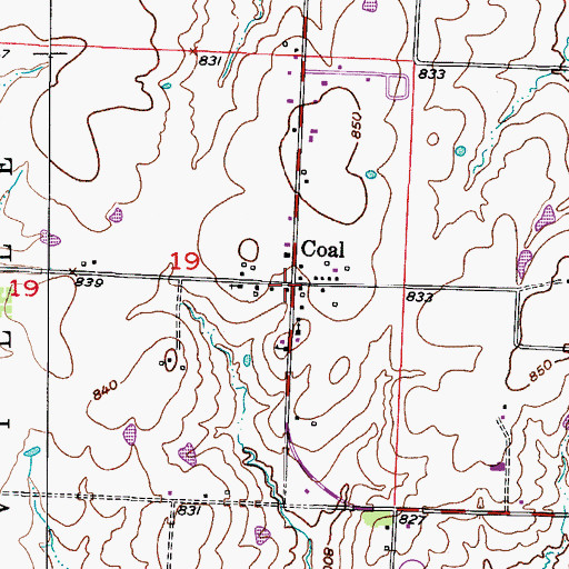Topographic Map of Coal, MO