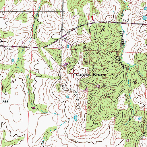 Topographic Map of Cooks Knob, MO
