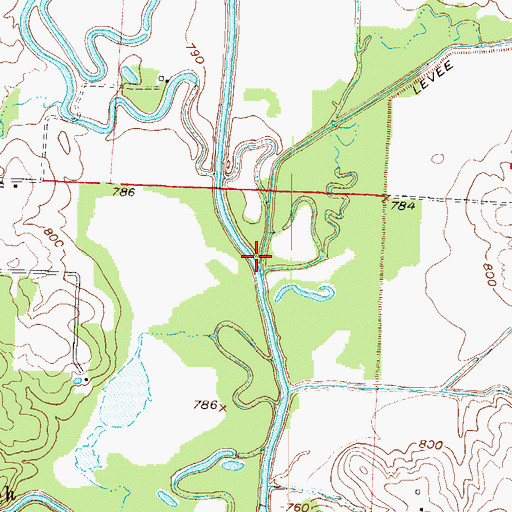 Topographic Map of Coon Creek, MO