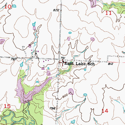 Topographic Map of East Lake School (historical), MO