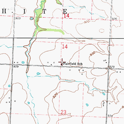 Topographic Map of Fairfield School, MO