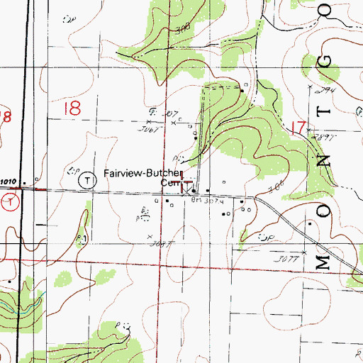 Topographic Map of Fairview School (historical), MO