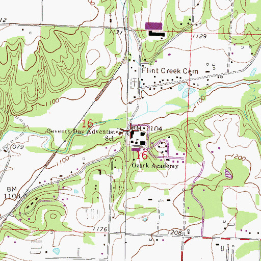 Topographic Map of Ozark Academy, AR