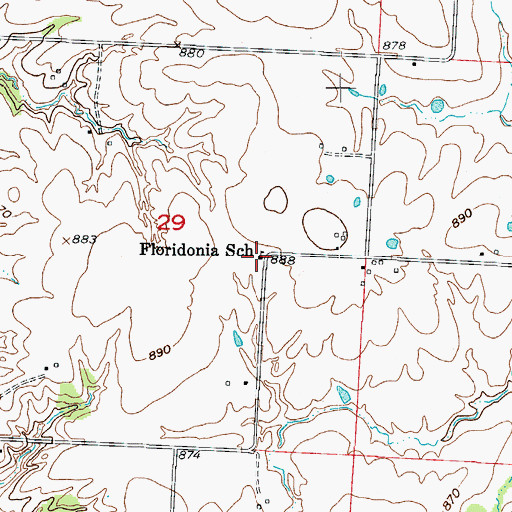 Topographic Map of Floridonia School (historical), MO