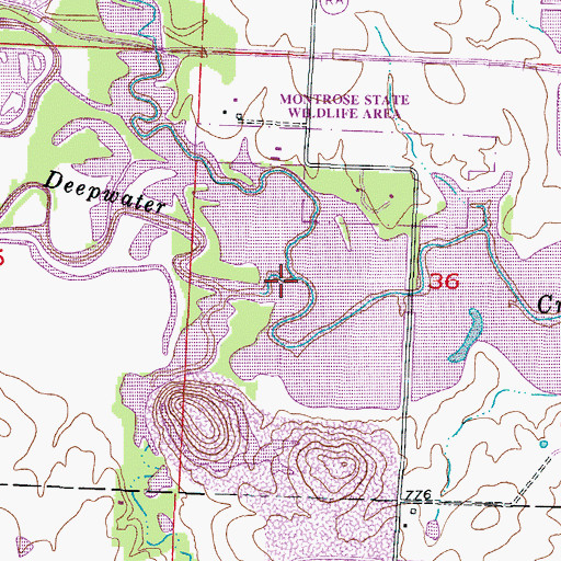 Topographic Map of Granddaddy Creek, MO