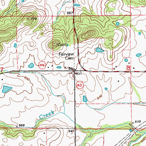 Topographic Map of Grassy Creek Church, MO