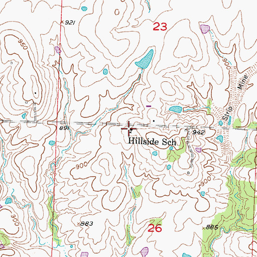 Topographic Map of Hillside School (historical), MO