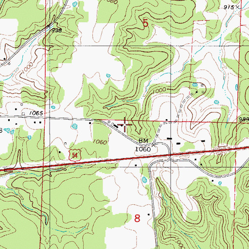 Topographic Map of Hock Ridge School, MO