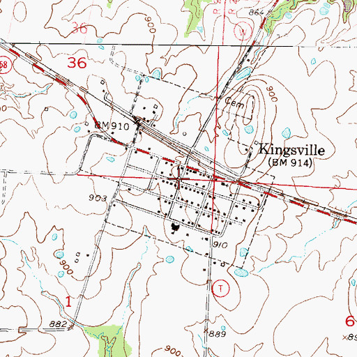 Topographic Map of Kingsville, MO