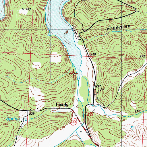 Topographic Map of Knobby Creek, MO