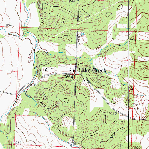 Topographic Map of Lake Creek, MO