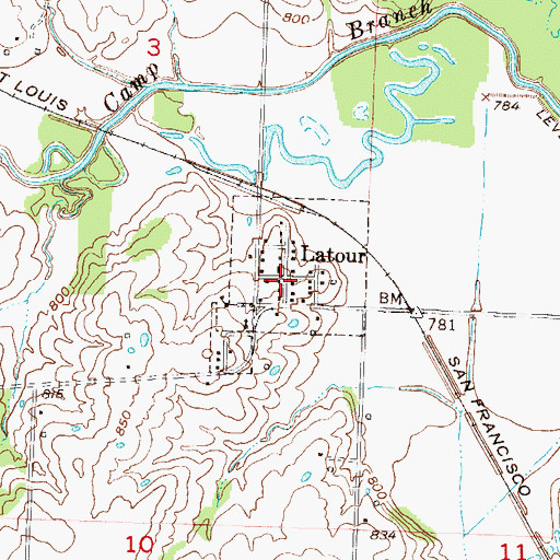 Topographic Map of Latour, MO